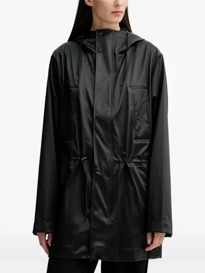 Rains Drawstring Hooded Jacket In Black
