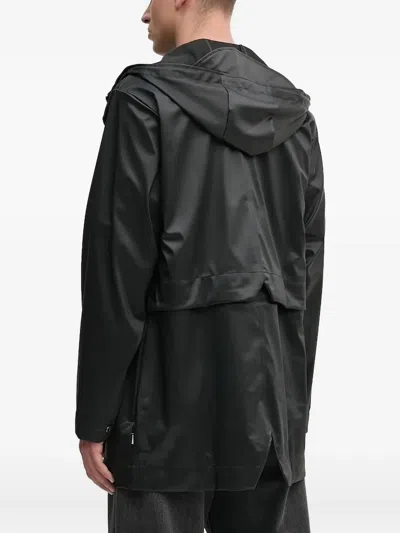 Rains Drawstring Hooded Jacket In Black