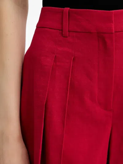 Theory Pleated Front Shorts In Red