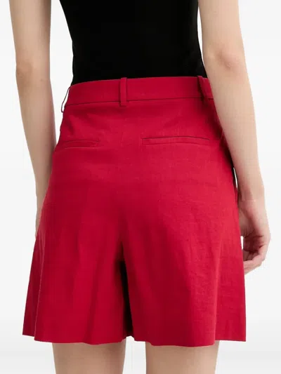 Theory Pleated Front Shorts In Red