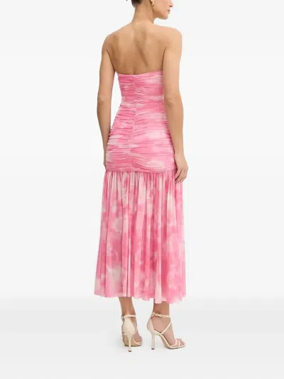 Bardot Solana Blurred Floral Drop Waist Mesh Maxi Dress In Pink Flora