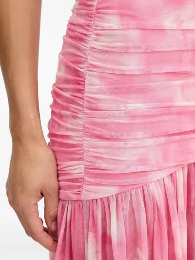 Bardot Solana Blurred Floral Drop Waist Mesh Maxi Dress In Pink Flora