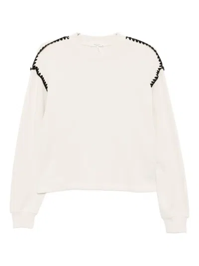 Rag & Bone Vintage Terry Blanket Stitch Cotton-blend Sweatshirt In White