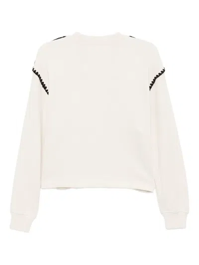 Rag & Bone Vintage Terry Blanket Stitch Cotton-blend Sweatshirt In White