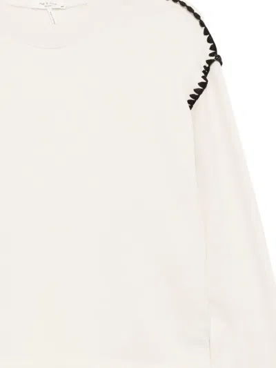 Rag & Bone Vintage Terry Blanket Stitch Cotton-blend Sweatshirt In White
