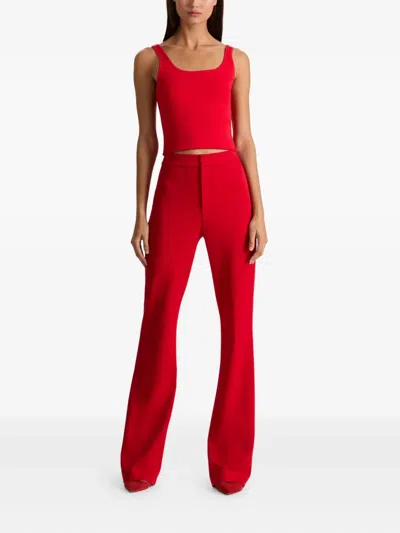 Alice And Olivia Deanna High-waisted Bootcut Trousers In Red