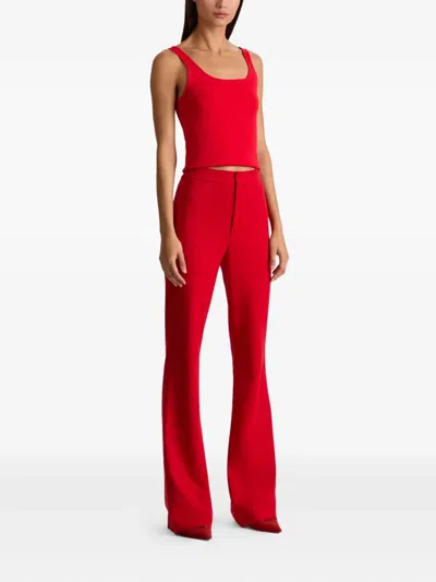 Alice And Olivia Deanna High-waisted Bootcut Trousers In Red
