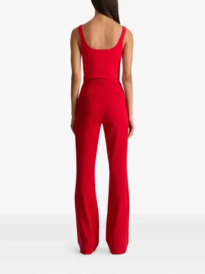 Alice And Olivia Deanna High-waisted Bootcut Trousers In Red