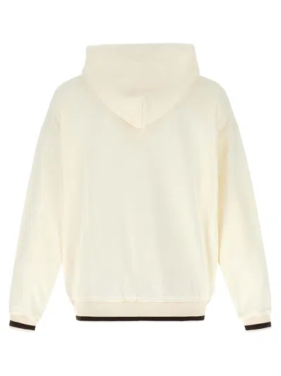 Dolce & Gabbana Logo Embroidery Hoodie Sweatshirt White In Neutral