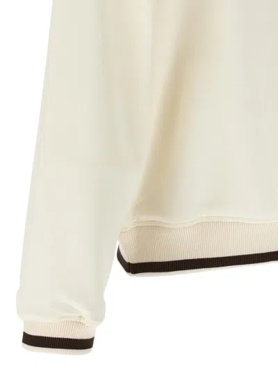 Dolce & Gabbana Logo Embroidery Hoodie Sweatshirt White In Neutral