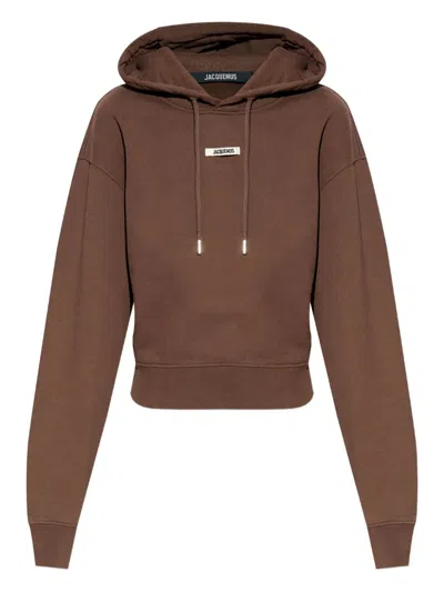 Jacquemus Le Hoodie Gros Grain Hooded Cotton Sweatshirt In Brown