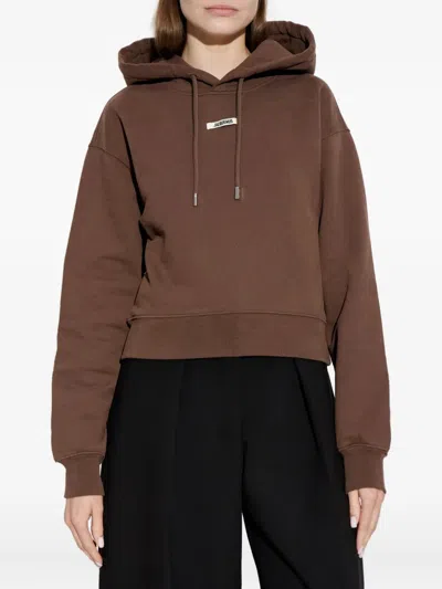 Jacquemus Le Hoodie Gros Grain Hooded Cotton Sweatshirt In Brown
