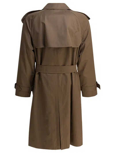 Burberry Long Double-breasted Trench Coat Beige In Brown