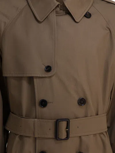 Burberry Long Double-breasted Trench Coat Beige In Brown