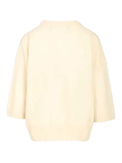 Federica Tosi Maglia Over 70%lana/30%cashmere Cuciture A Vista Knitwear White In Neutral