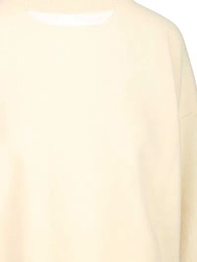 Federica Tosi Maglia Over 70%lana/30%cashmere Cuciture A Vista Knitwear White In Neutral
