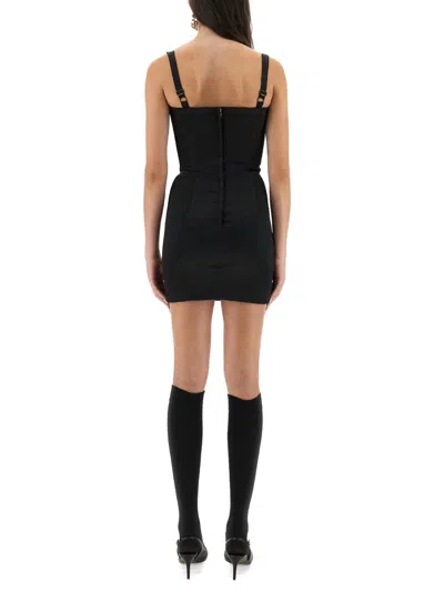Dolce & Gabbana Satin Bustier Mini Dress In Black