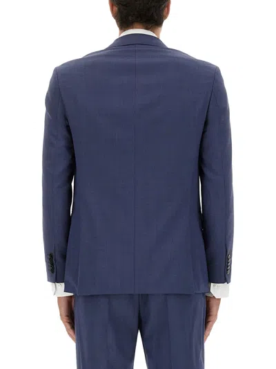 Hugo Boss Tailored Jacket Buttoned Cuffs In Blue