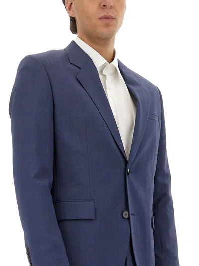 Hugo Boss Tailored Jacket Buttoned Cuffs In Blue