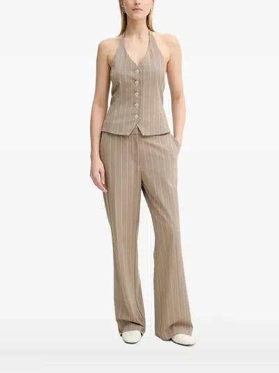 Samsoe & Samsoe Saneem Pinstriped Halter-neck Top In Brown
