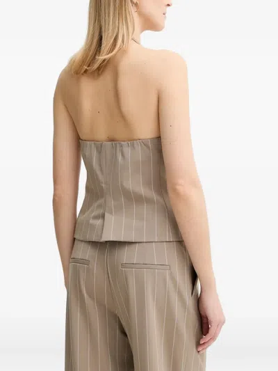 Samsoe & Samsoe Saneem Pinstriped Halter-neck Top In Brown