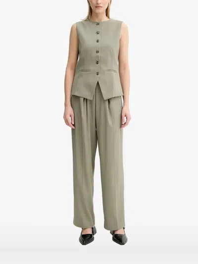 Samsoe & Samsoe Saruma Button-front Sleeveless Top In Green