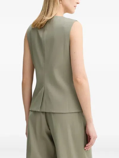 Samsoe & Samsoe Saruma Button-front Sleeveless Top In Green