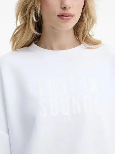 Armani Exchange Graphic-print Crew-neck Sweatshirt In White