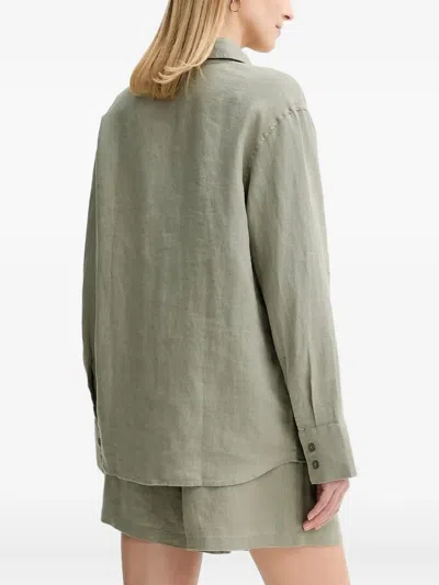 Samsoe & Samsoe Button-down Linen Shirt In Green
