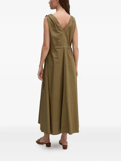 Sandro Ferrone V-neck Drawstring Maxi Dress In Green
