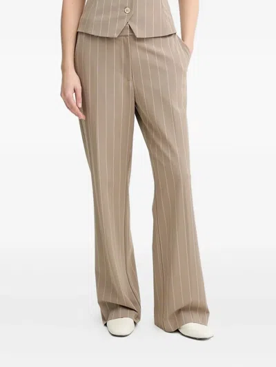 Samsoe & Samsoe Pinstripe Tailored Trousers In Brown