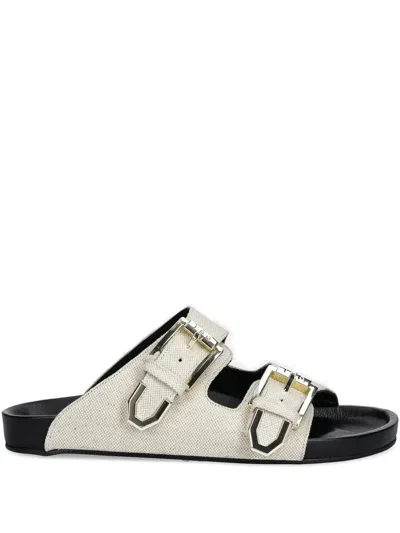 Iro Billie Double-buckle Slides In Neutral