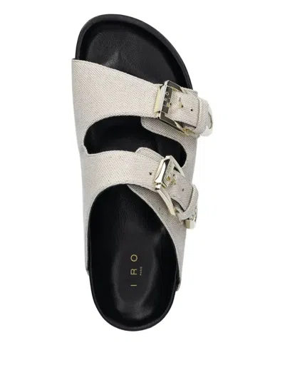 Iro Billie Double-buckle Slides In Neutral