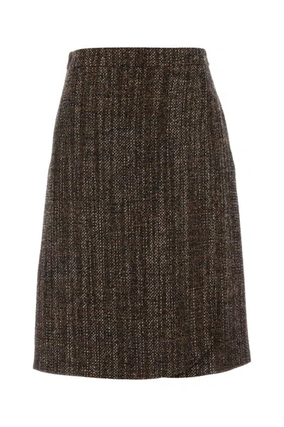 Fendi Rust Wool And Alpaca Skirt In Brown