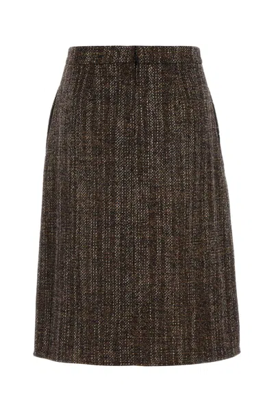 Fendi Rust Wool And Alpaca Skirt In Brown