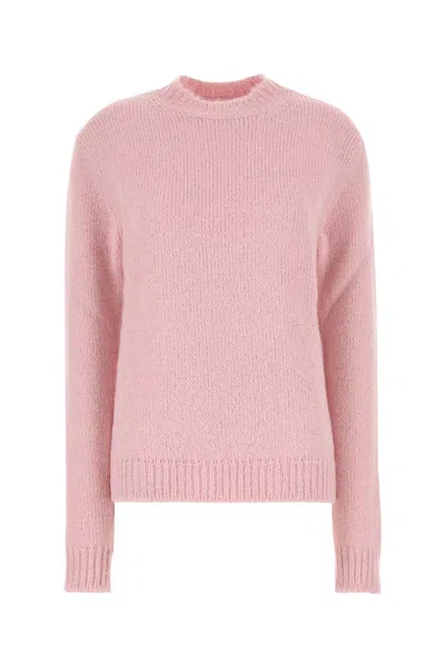 Jil Sander Oversize Crew Neck Alpaca Blend Sweater In Pink