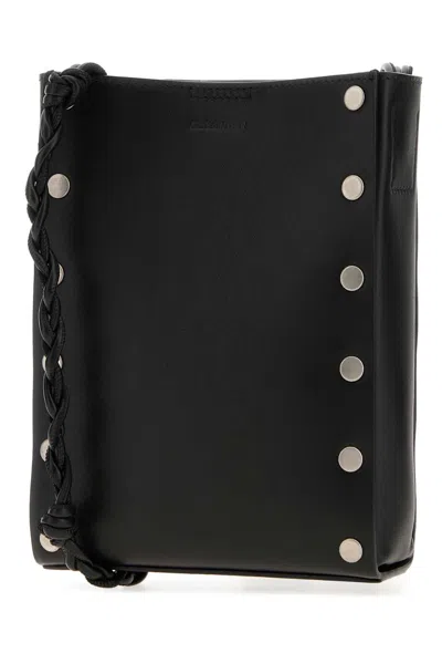 Jil Sander Black Leather Tangle Crossbody Bag In Black