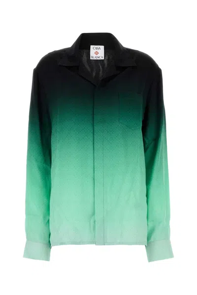 Casablanca Gradient Geometric-pattern Shirt In Green