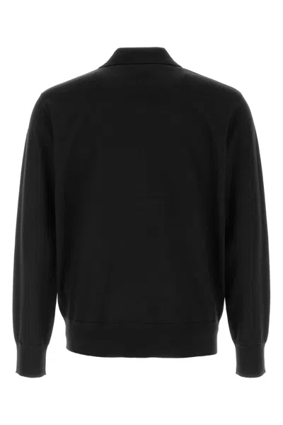 Dries Van Noten Black Wool Muano Polo Shirt In Black