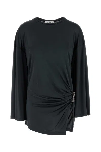 Attico Dark Grey Mini Dress In Black