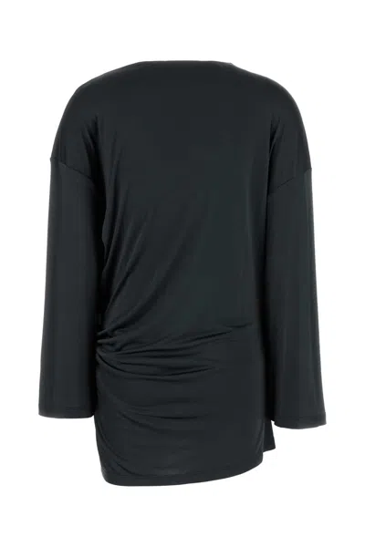 Attico Dark Grey Mini Dress In Black