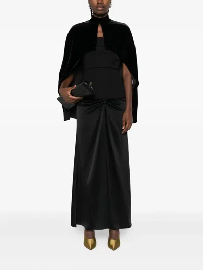 Raquel Diniz Velvet Short Cape High Neck In Black