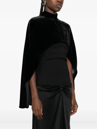 Raquel Diniz Velvet Short Cape High Neck In Black