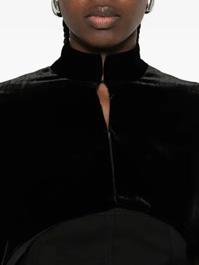Raquel Diniz Velvet Short Cape High Neck In Black