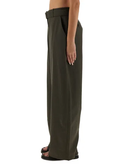 Studio Nicholson Wide Leg Trousers With Pockets And Loops In Green