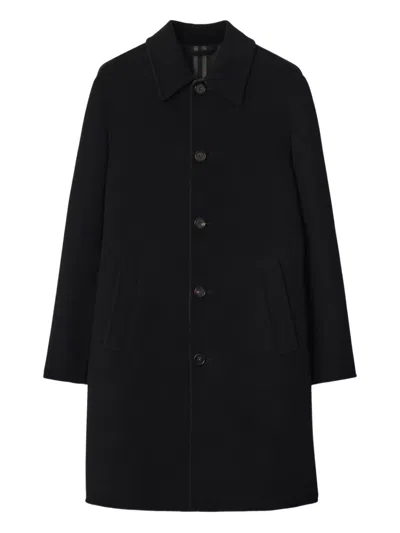 Burberry Collared Coat With Side Pockets And Long Sleeves In Black