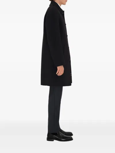 Burberry Collared Coat With Side Pockets And Long Sleeves In Black