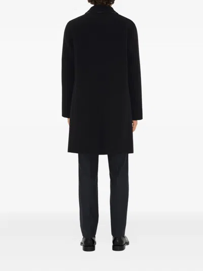 Burberry Collared Coat With Side Pockets And Long Sleeves In Black