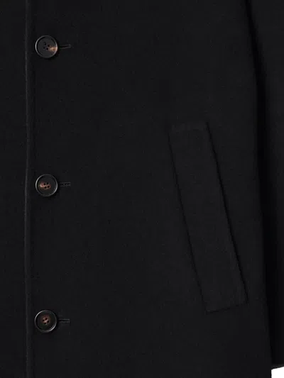 Burberry Collared Coat With Side Pockets And Long Sleeves In Black