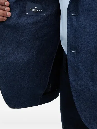 Hackett Linen Two-button Blazer In Blue
